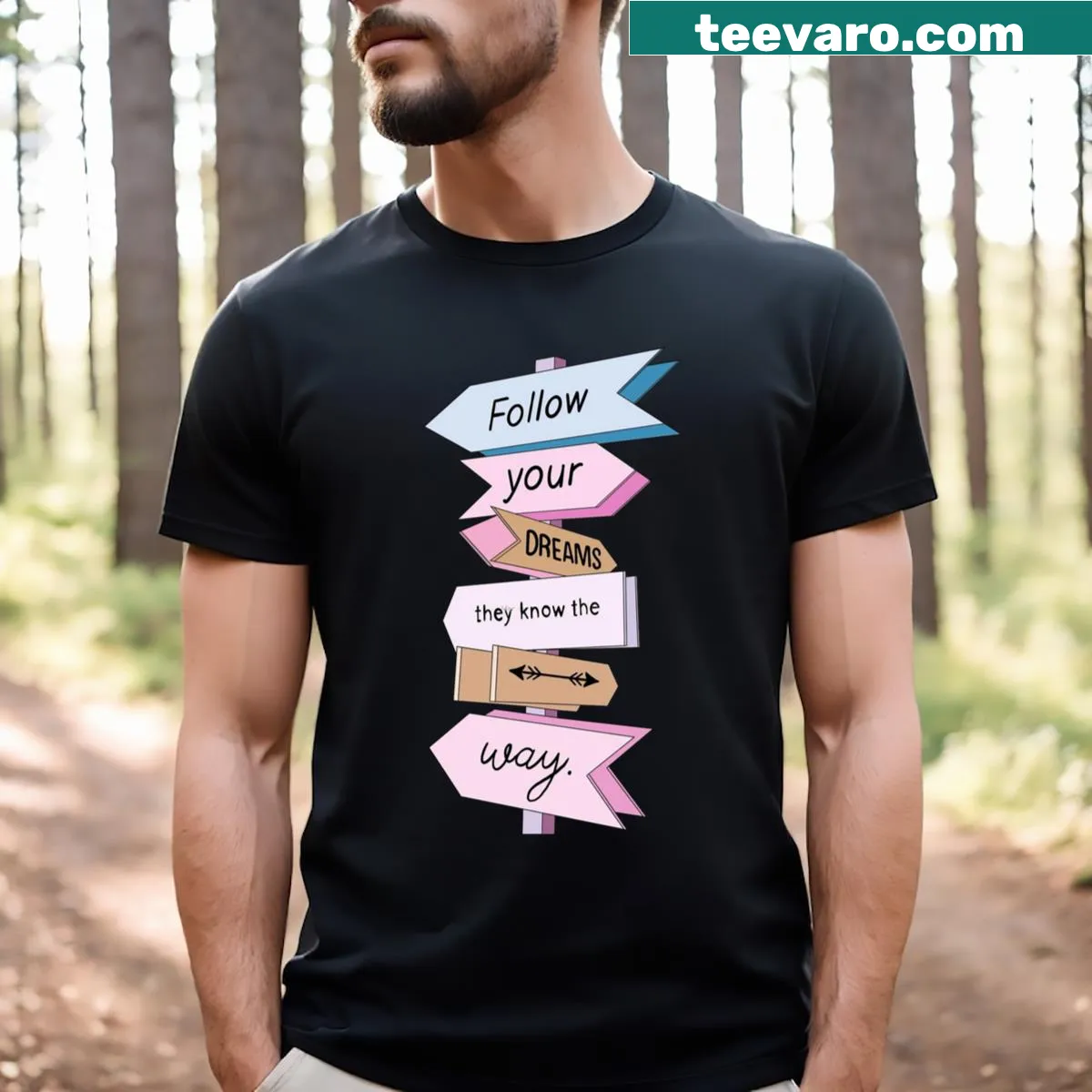 Dream T-shirt with whimsical inspirational graphic. — on a men's t-shirt