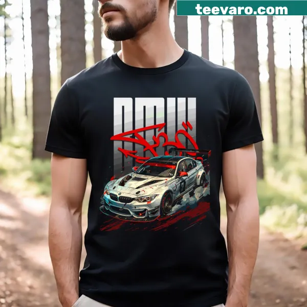 Vector art of F30 drifting car on a t-shirt