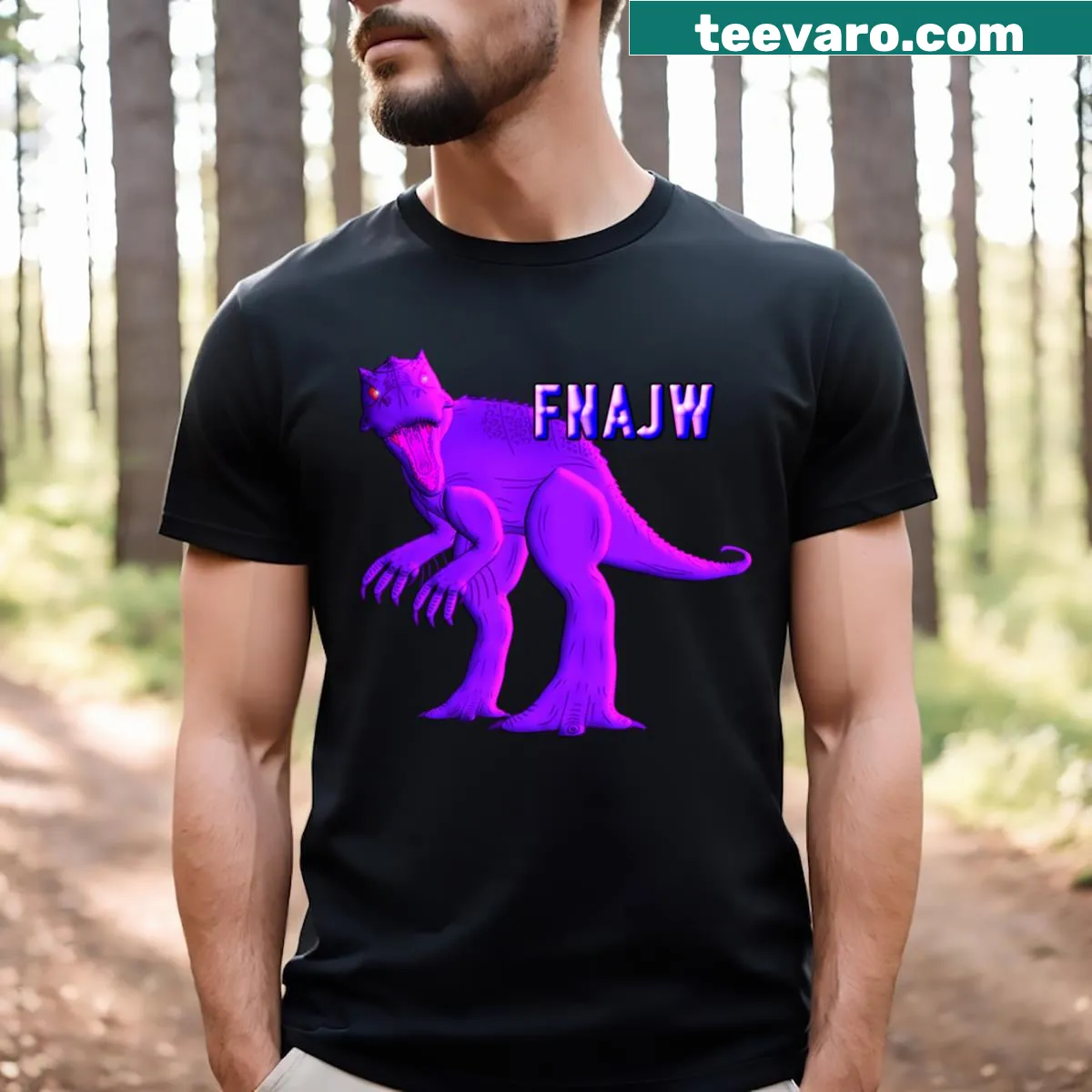 Minimalist T-shirt with abstract Fnajw typography — on a men's t-shirt