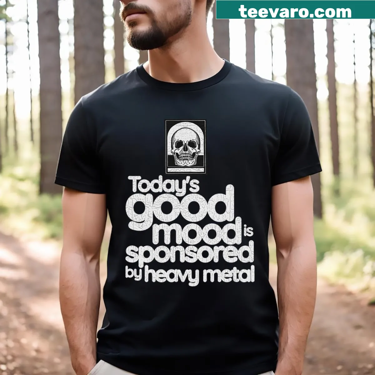 Retro heavy metal graphic on vintage-style T-shirt — on a men's t-shirt