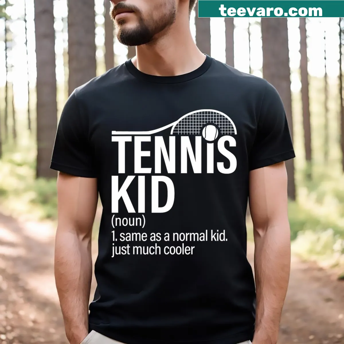 Tennis-themed shirt with humorous definition for players — on a men's t-shirt
