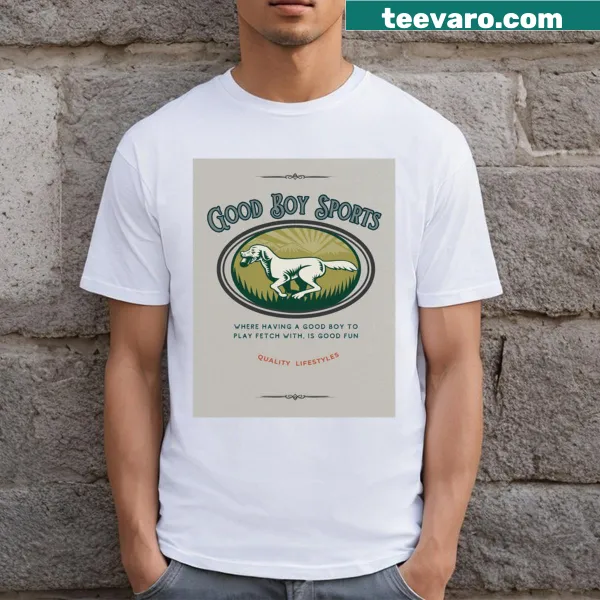 Sporty t-shirt with the phrase 'Good Boy', promoting a positive attitude in sports.