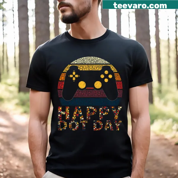 Retro game controller graphic on a children's t-shirt for Happy Dot Day