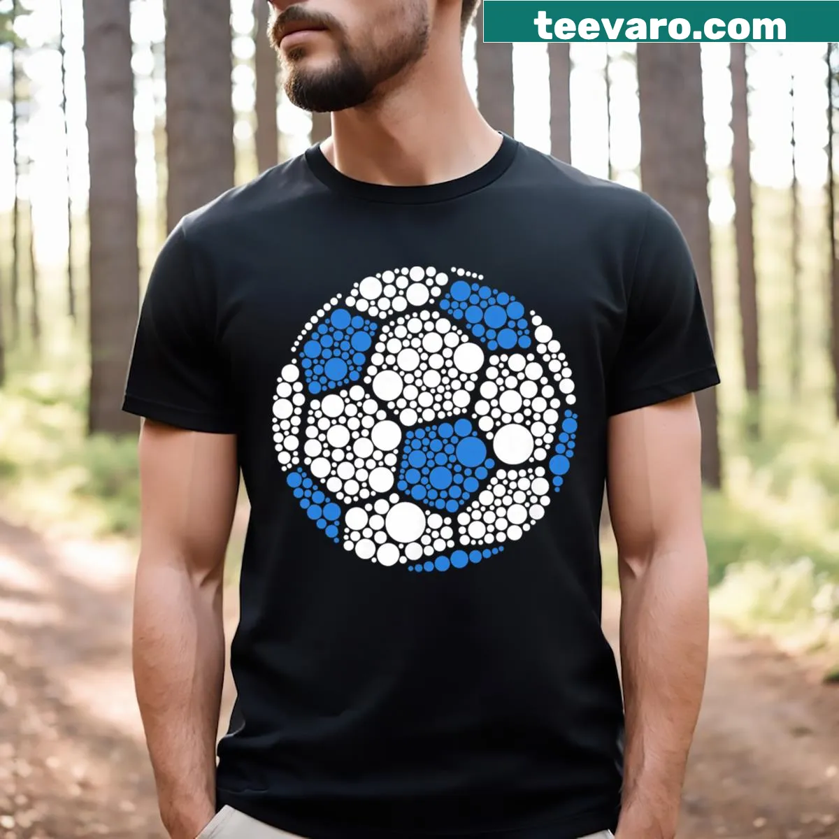 Happy Dot Day soccer t-shirt with polka dots for kids — on a men's t-shirt