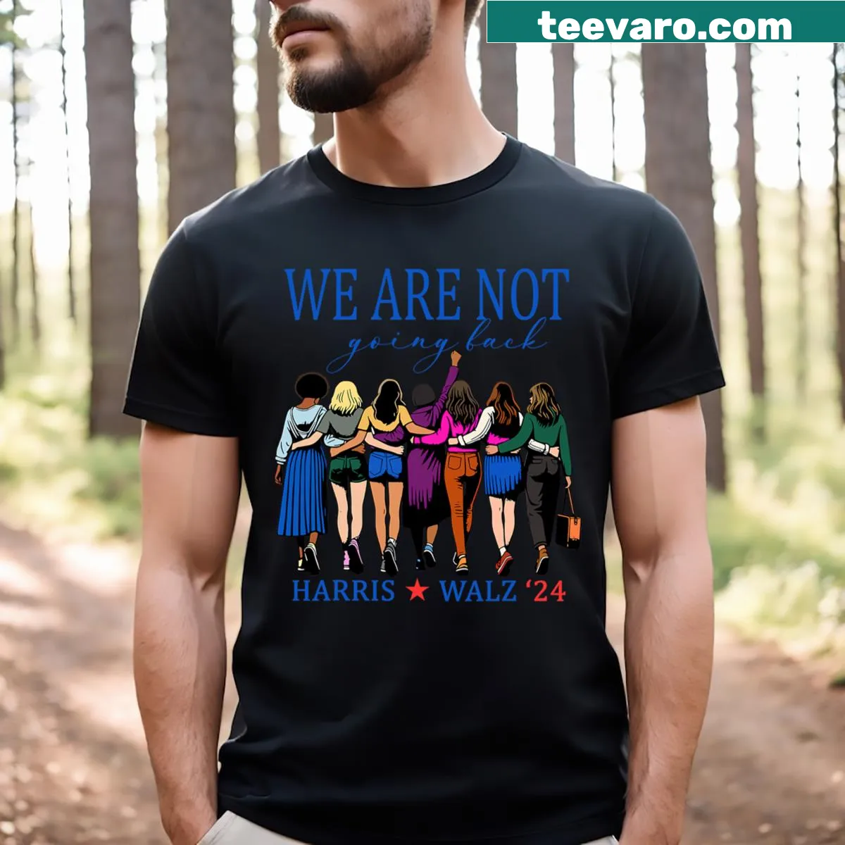 Bold typography T-shirt supporting Tim Waltz's 2024 campaign. — on a men's t-shirt