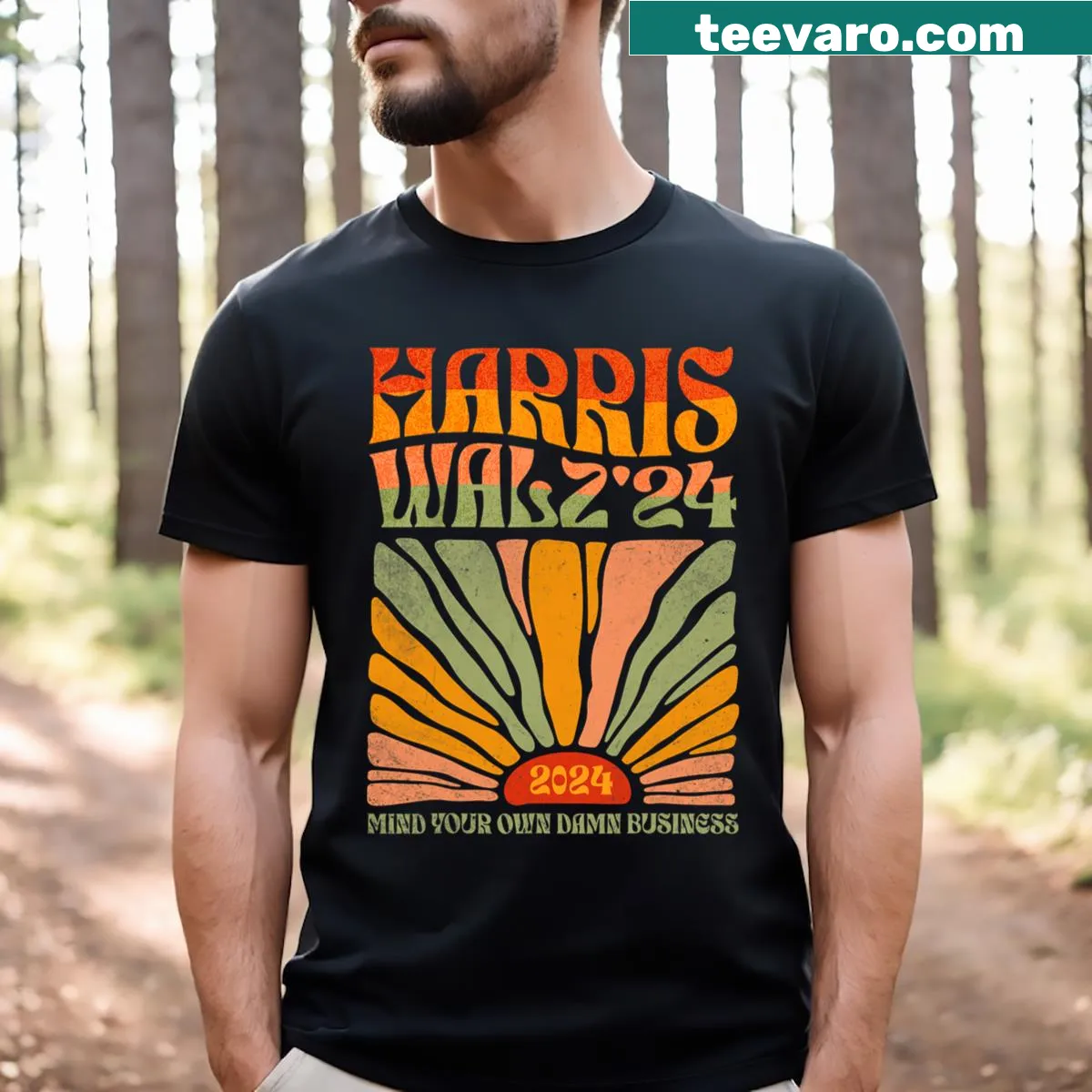 Inspirational T-shirt with 'For A Brighter Tomorrow' for Harris Walz. — on a men's t-shirt