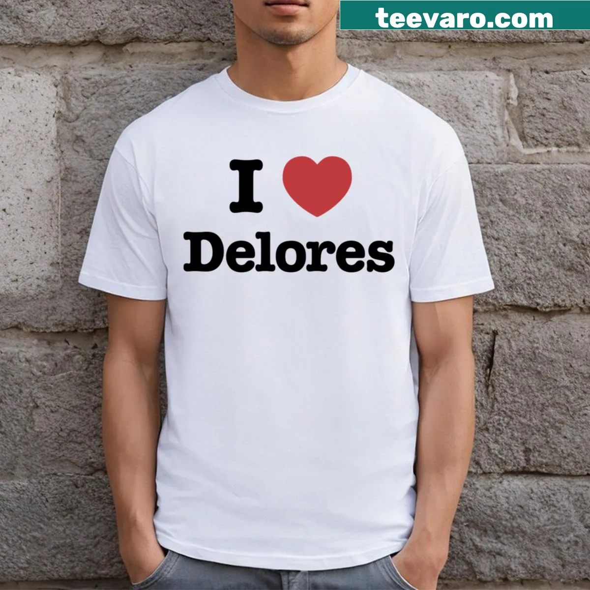 T-shirt featuring 'I Heart Delores' referencing Beetlejuice — on a men's t-shirt