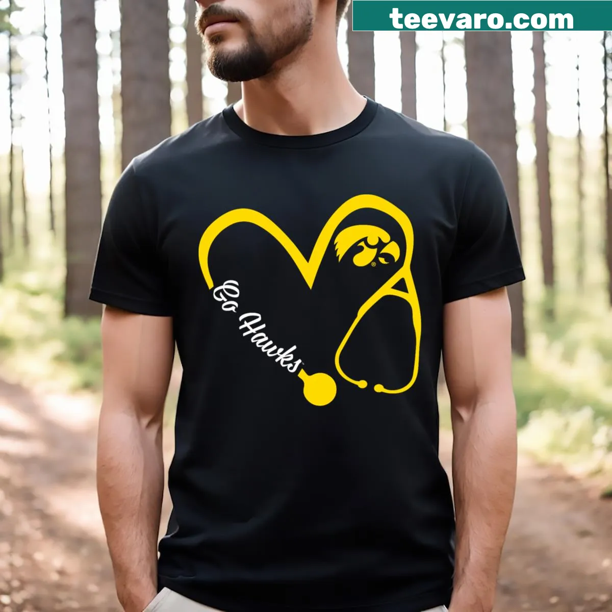 Iowa Hawkeyes nurse-themed t-shirt — on a men's t-shirt