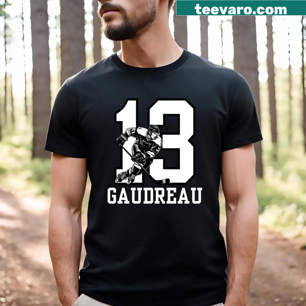 T-shirt featuring Johnny Gaudreau's name for hockey fans — on a men's t-shirt