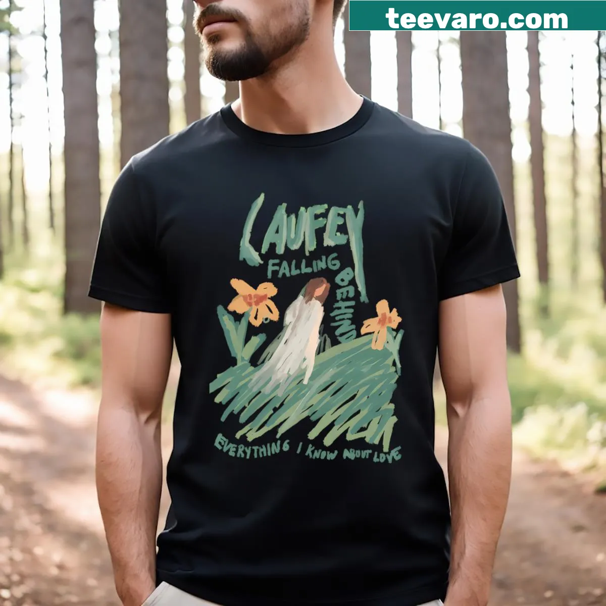 Whimsical Laufey t-shirt celebrating music and creativity — on a men's t-shirt