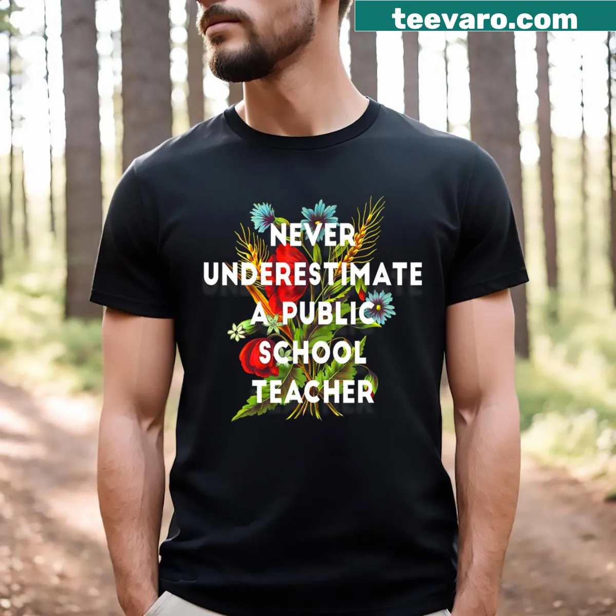 Motivational t-shirt for public school teachers with inspiring text — on a men's t-shirt