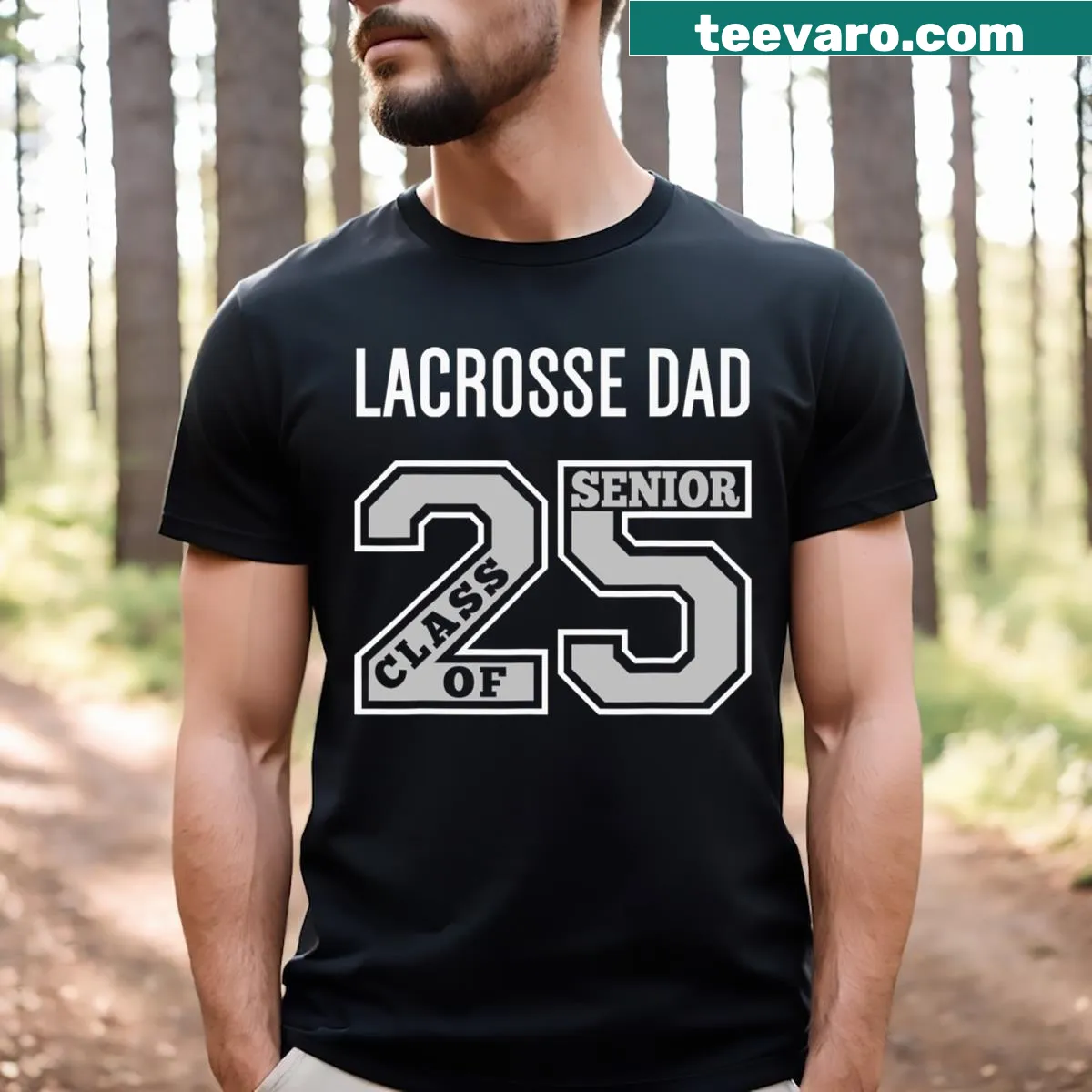 Lacrosse Dad T-shirt for senior class 2025 — on a men's t-shirt