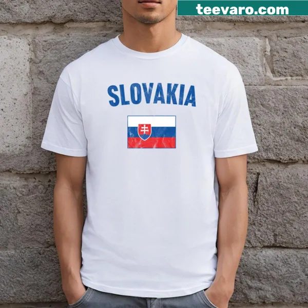 Slovakia flag printed on a T-shirt celebrating national pride.