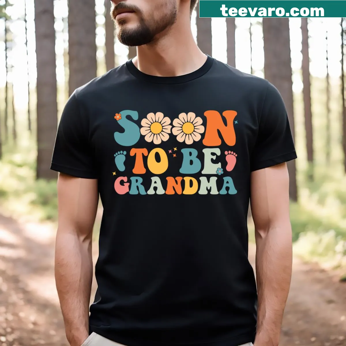 T-shirt announcing 'Soon To Be Grandma' in friendly typography — on a men's t-shirt