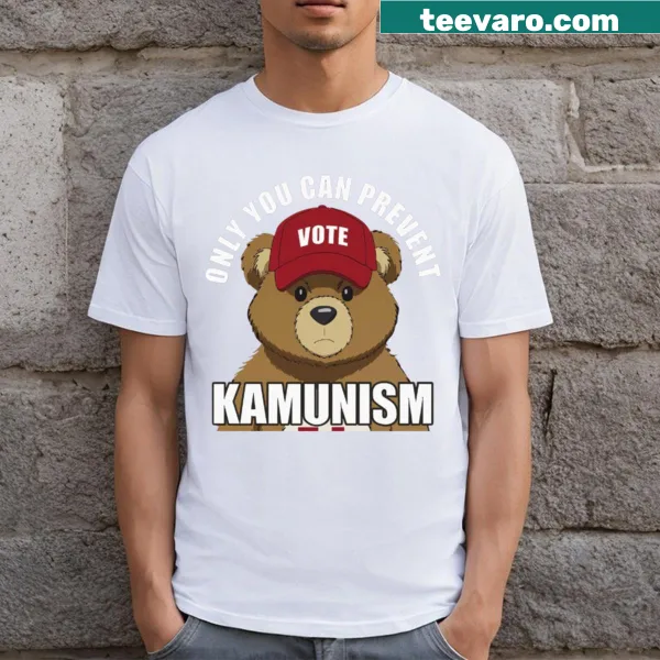 Bold graphic T-shirt with the phrase 'Stop Kamunism Cold' for civic engagement.