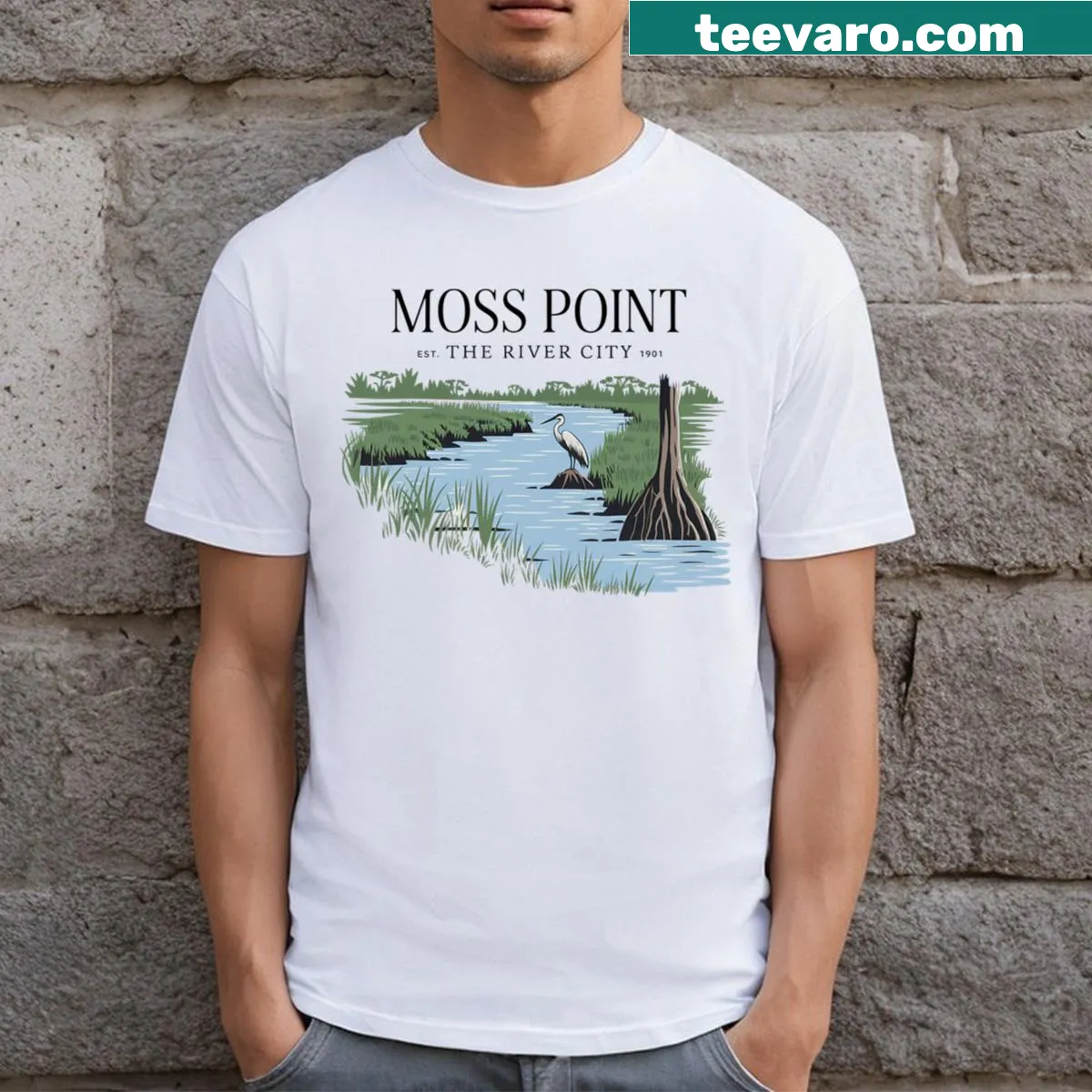T-shirt with River City established 1901 graphic — on a men's t-shirt