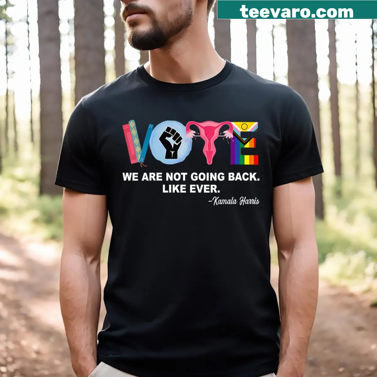 Feminist V-neck t-shirt with empowering message for women — on a men's t-shirt