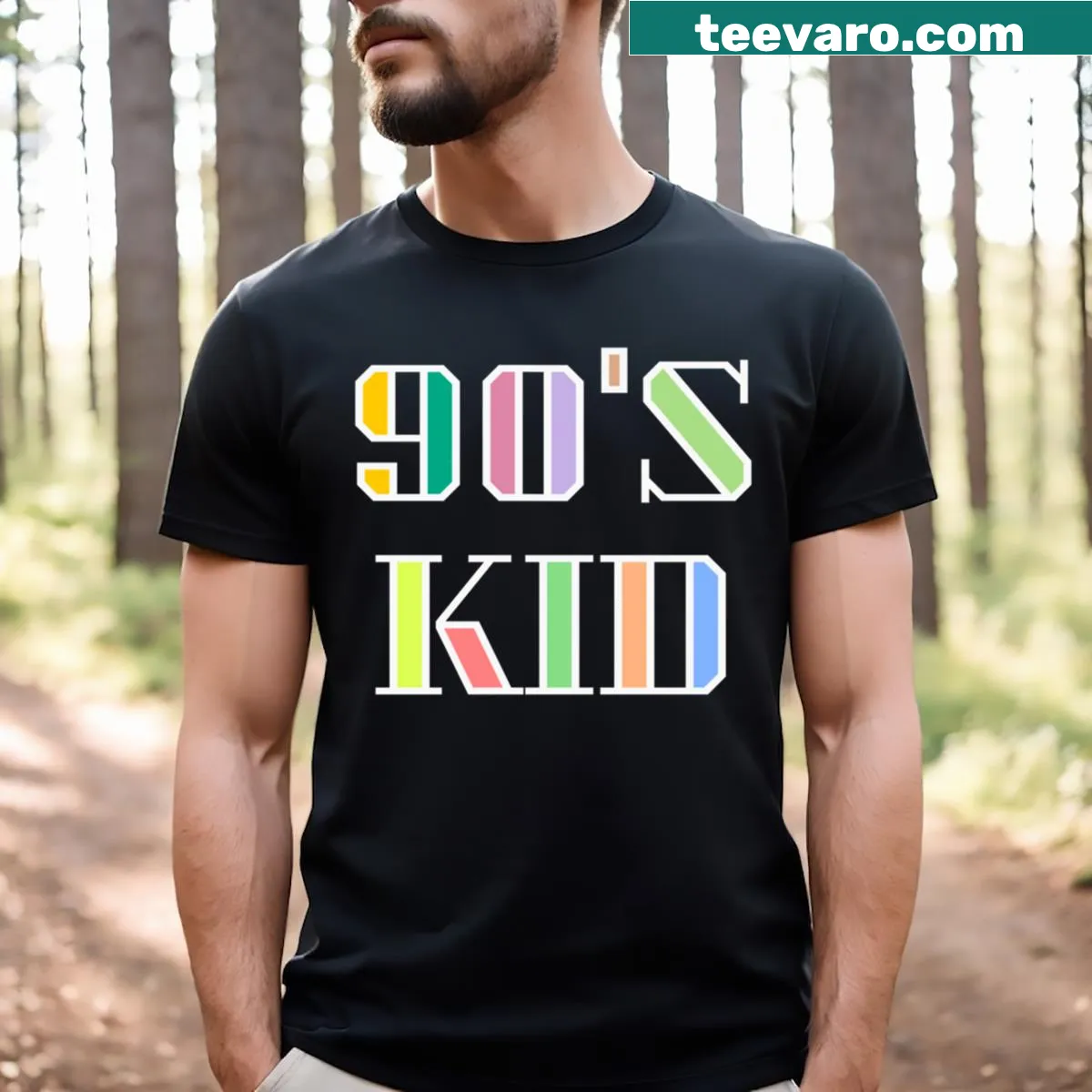 Nostalgic 90s kid t-shirt with retro typography — on a men's t-shirt