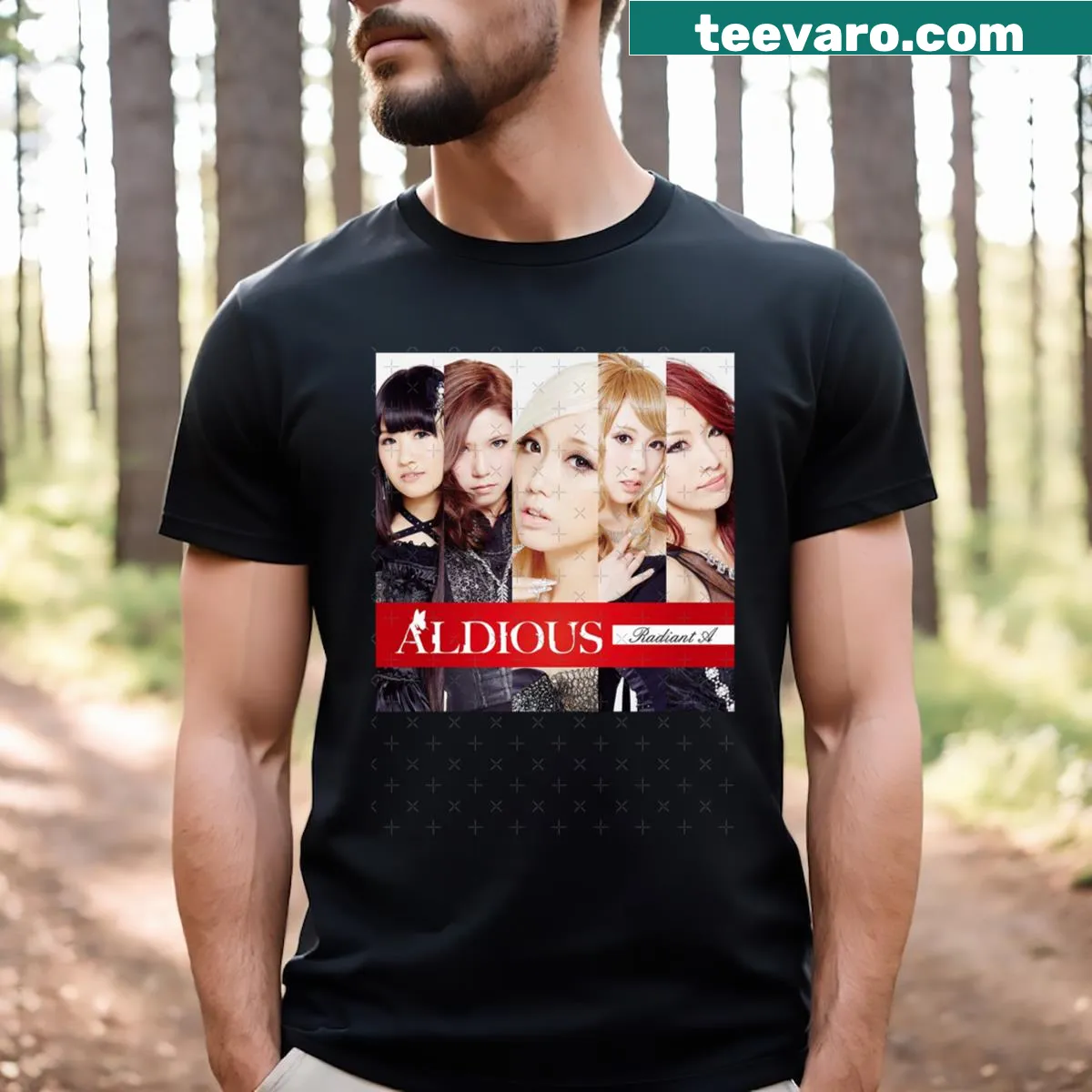 Aldious Radiant A album graphic T-shirt — on a men's t-shirt