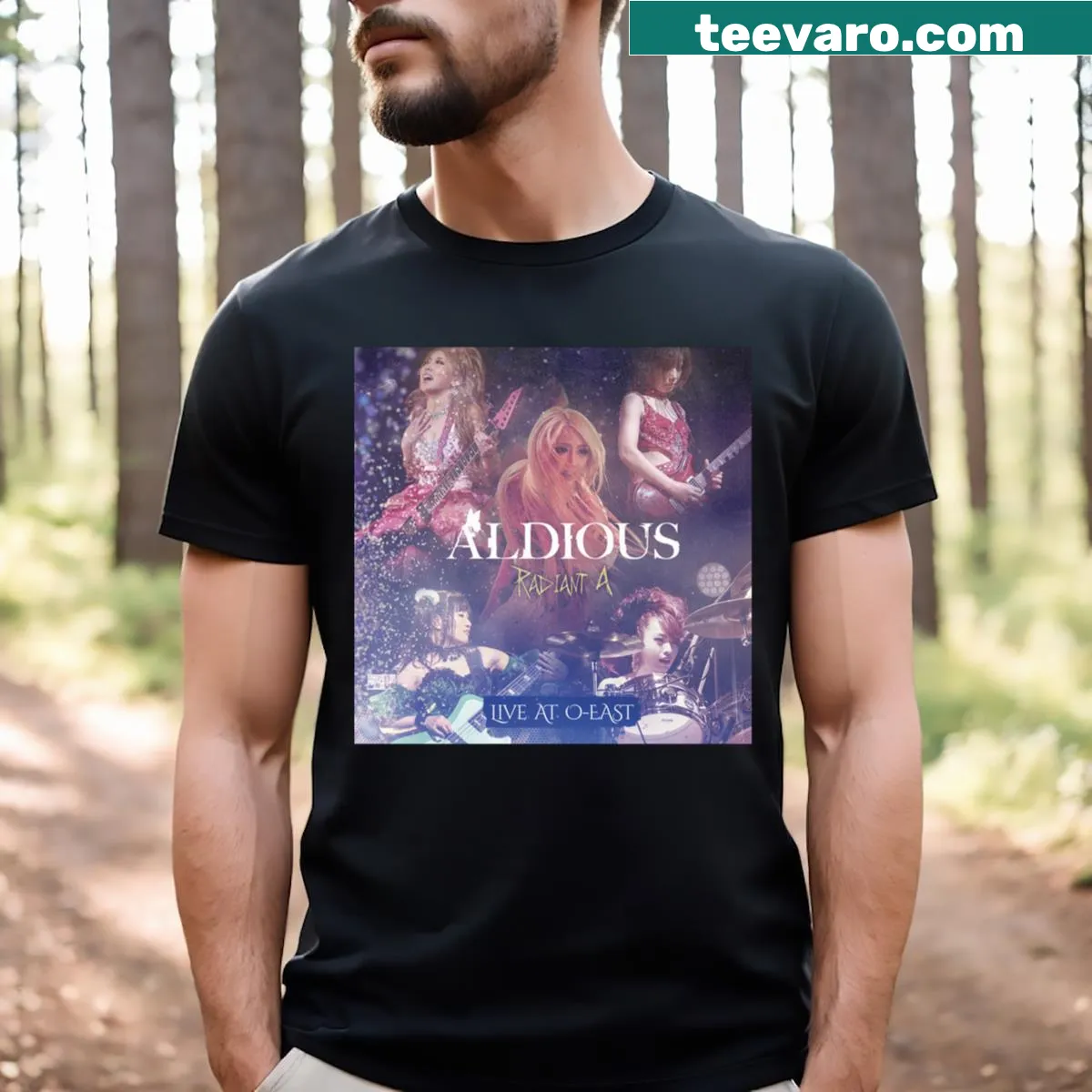 T-shirt celebrating Aldious Radiant A Live At O East album. — on a men's t-shirt