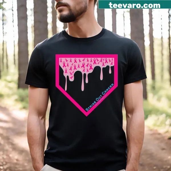 Illustrated home plate design for Breast Cancer Awareness T-shirt.