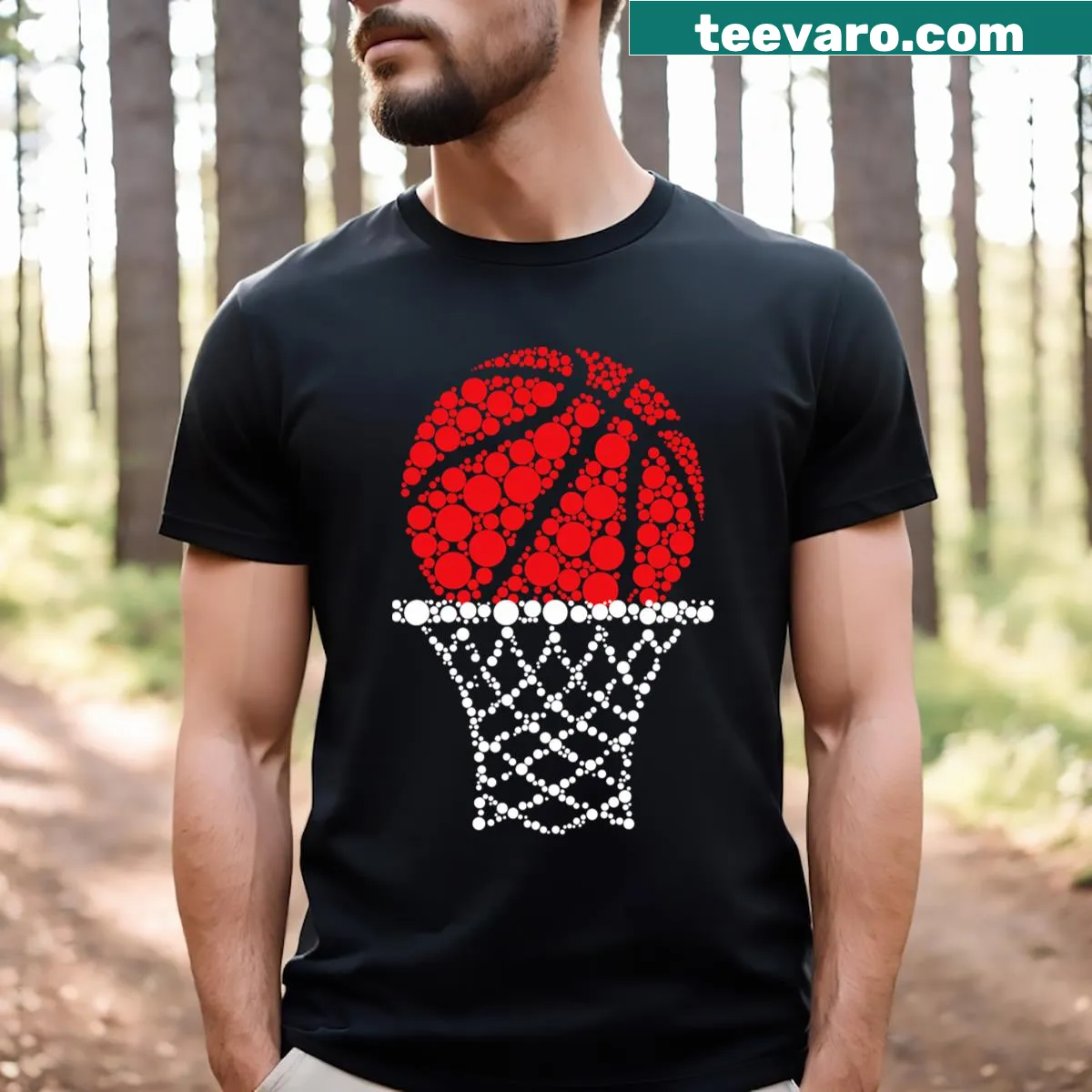 Playful basketball-themed T-shirt for Happy Dot Day. — on a men's t-shirt