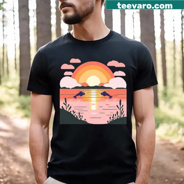 Illustrated T-shirt capturing the beauty of sunsets.