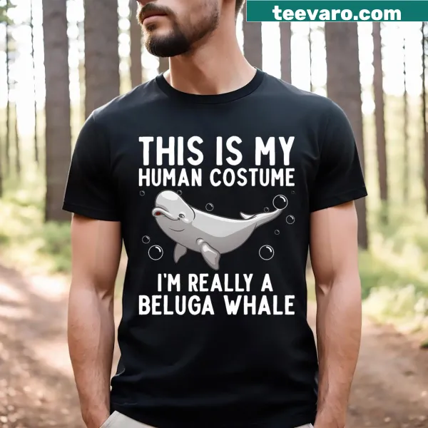 Illustrated beluga whale graphic T-shirt