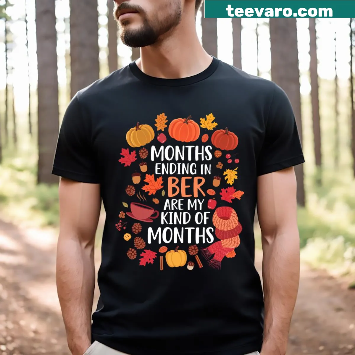 Charming autumn pumpkin illustration on a T-shirt — on a men's t-shirt