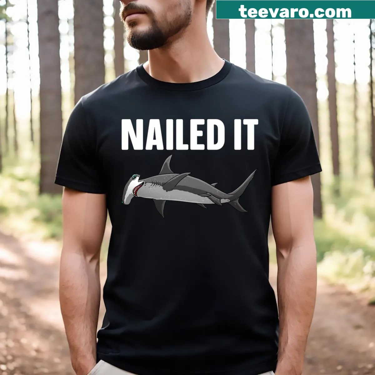 Dynamic hammerhead shark illustration t-shirt for ocean lovers — on a men's t-shirt