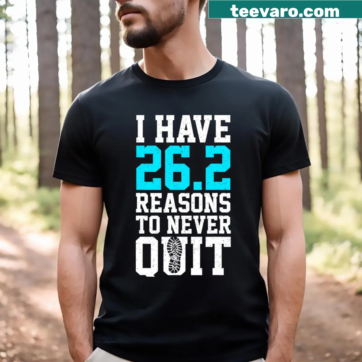 Motivational marathon running t-shirt with inspiring design — on a men's t-shirt