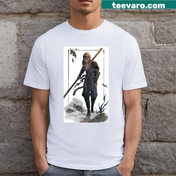 Graphic design of Wukong on a fantasy-themed t-shirt