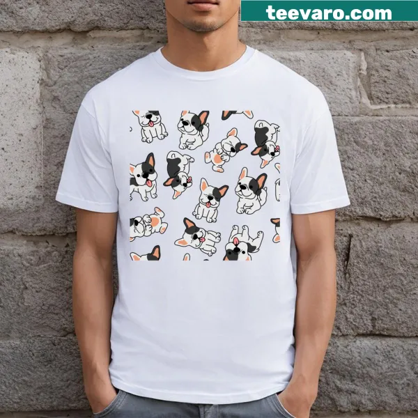 T-shirt with a cute bulldog pattern illustration