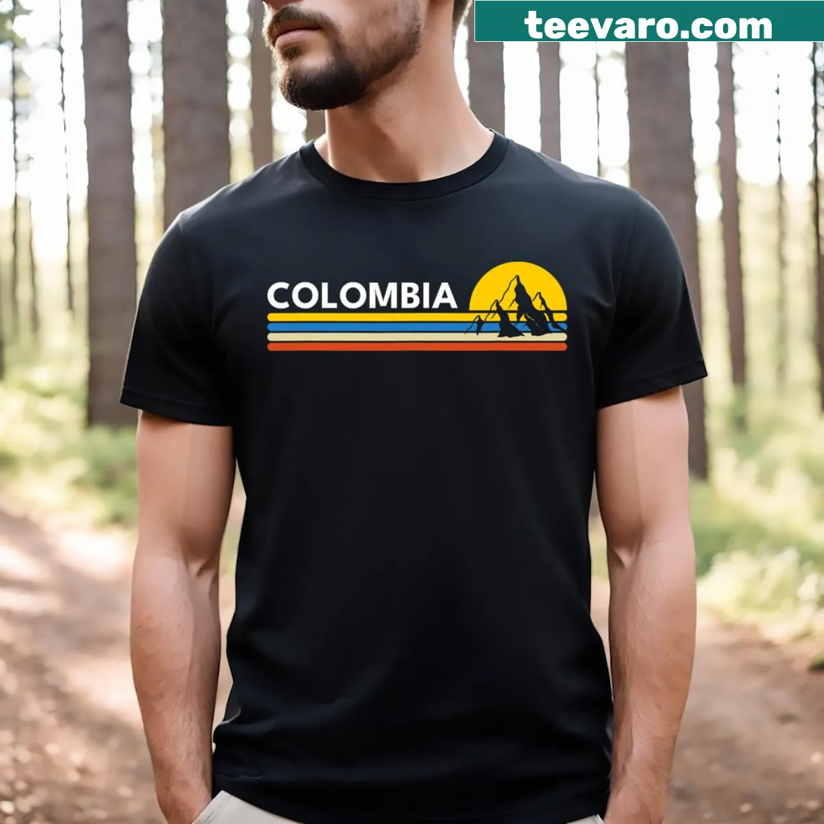 Vintage-style Colombia souvenir t-shirt — on a men's t-shirt
