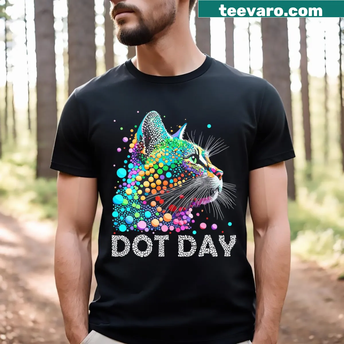 Happy dots graphic for cat lovers on a T-shirt — on a men's t-shirt