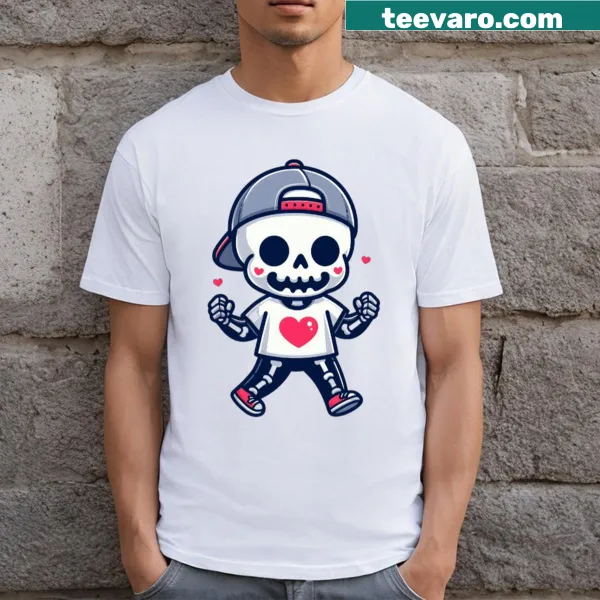 Cute skeleton baseball player t-shirt for kids