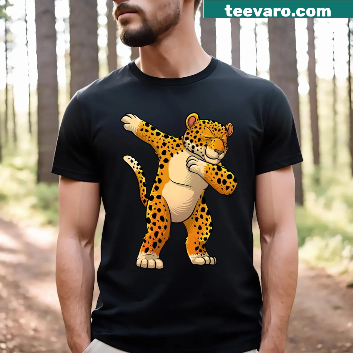 Playful jaguar illustration t-shirt for kids — on a men's t-shirt
