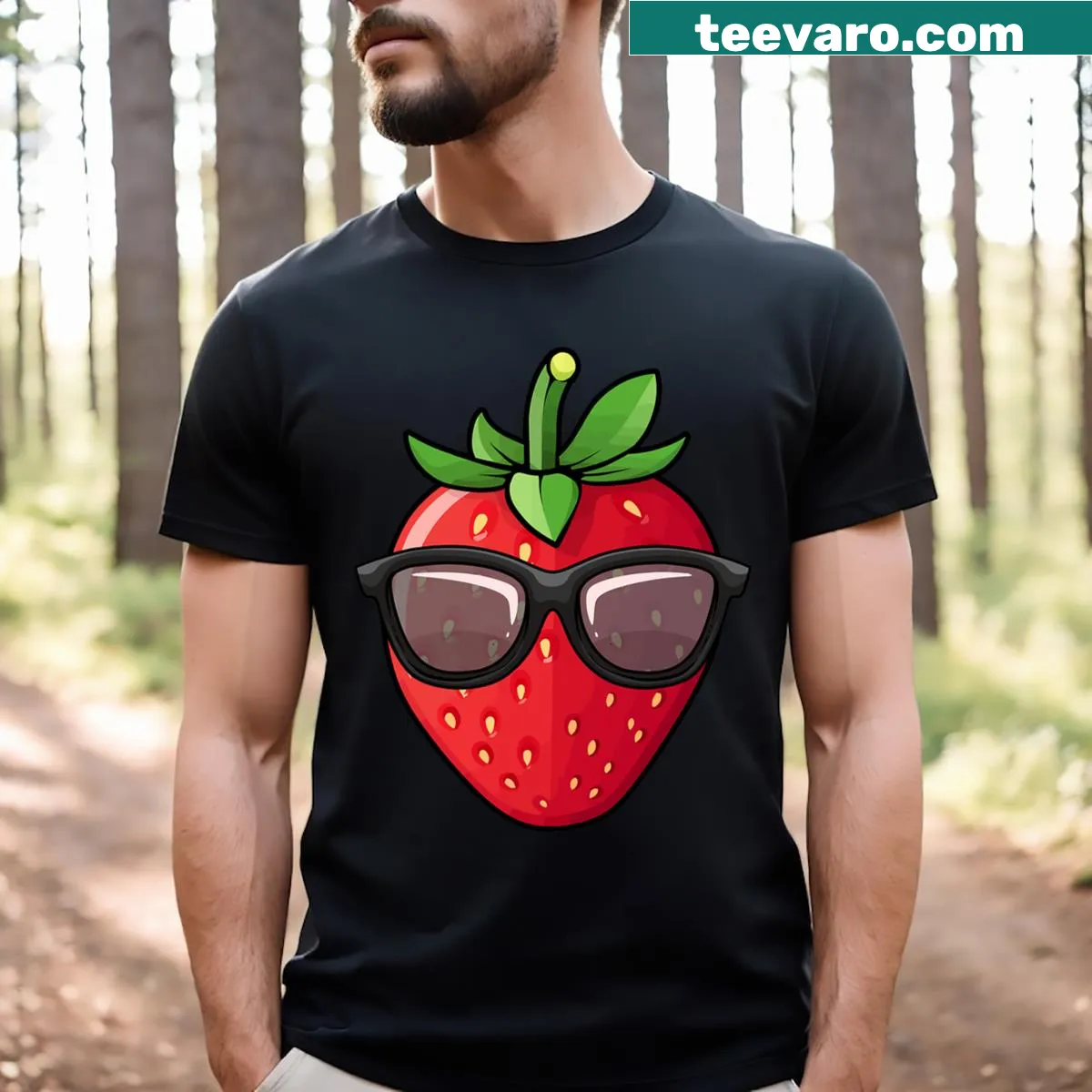 T-shirt with a fun strawberry graphic for strawberry lovers — on a men's t-shirt