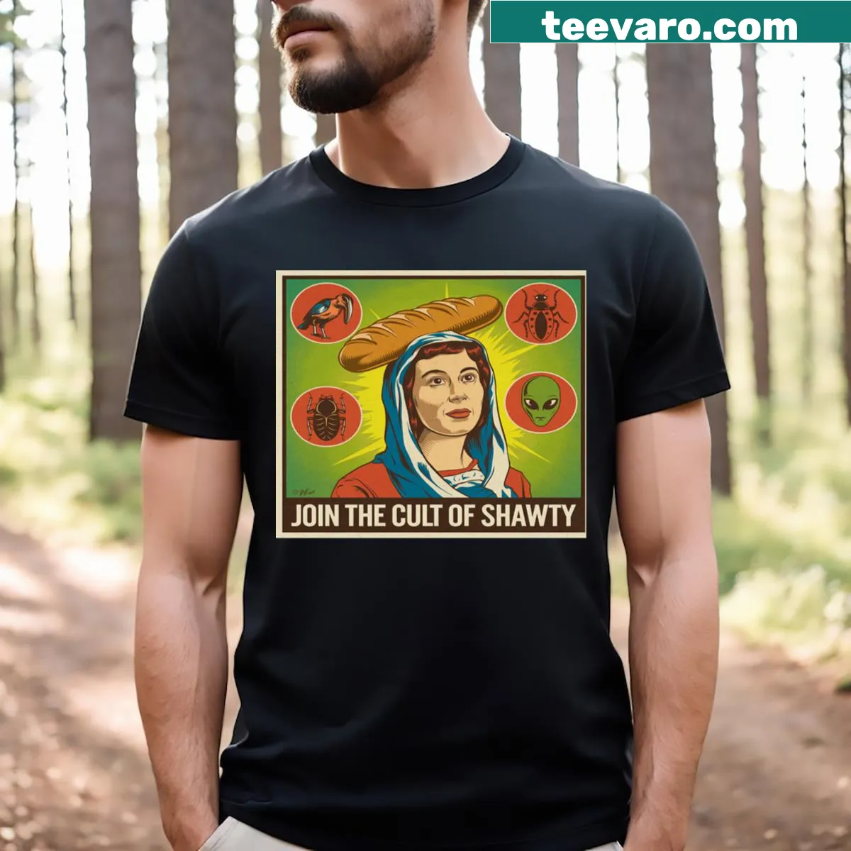 Playful Cult Of Shawty graphic t-shirt celebrating creativity. — on a men's t-shirt