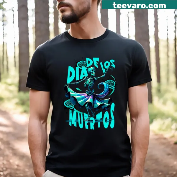 Dia De Los Muertos themed T-shirt celebrating the holiday.