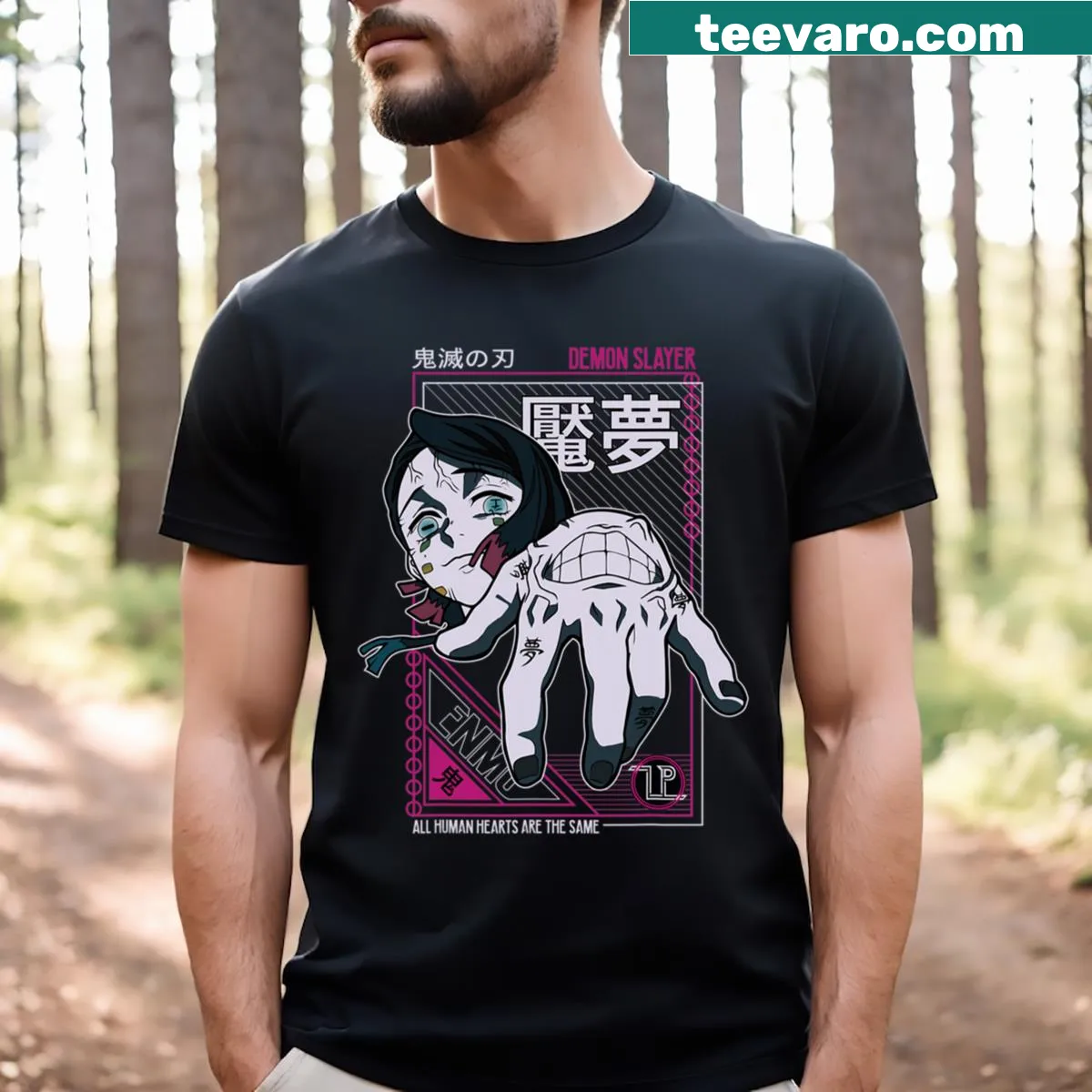 Anime-themed t-shirt featuring the character Enmu DS for fans of the genre. — on a men's t-shirt