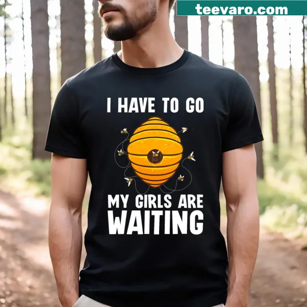 Whimsical illustration of bees around honeycomb on a beekeeper t-shirt