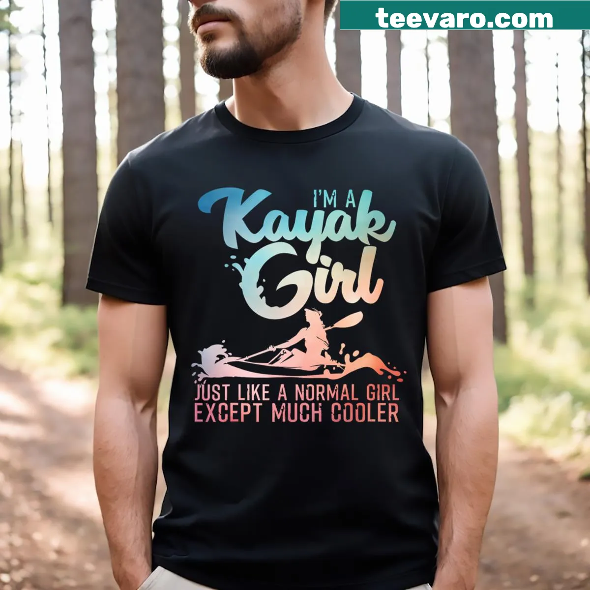 Funny kayak graphic on a T-shirt for girls — on a men's t-shirt