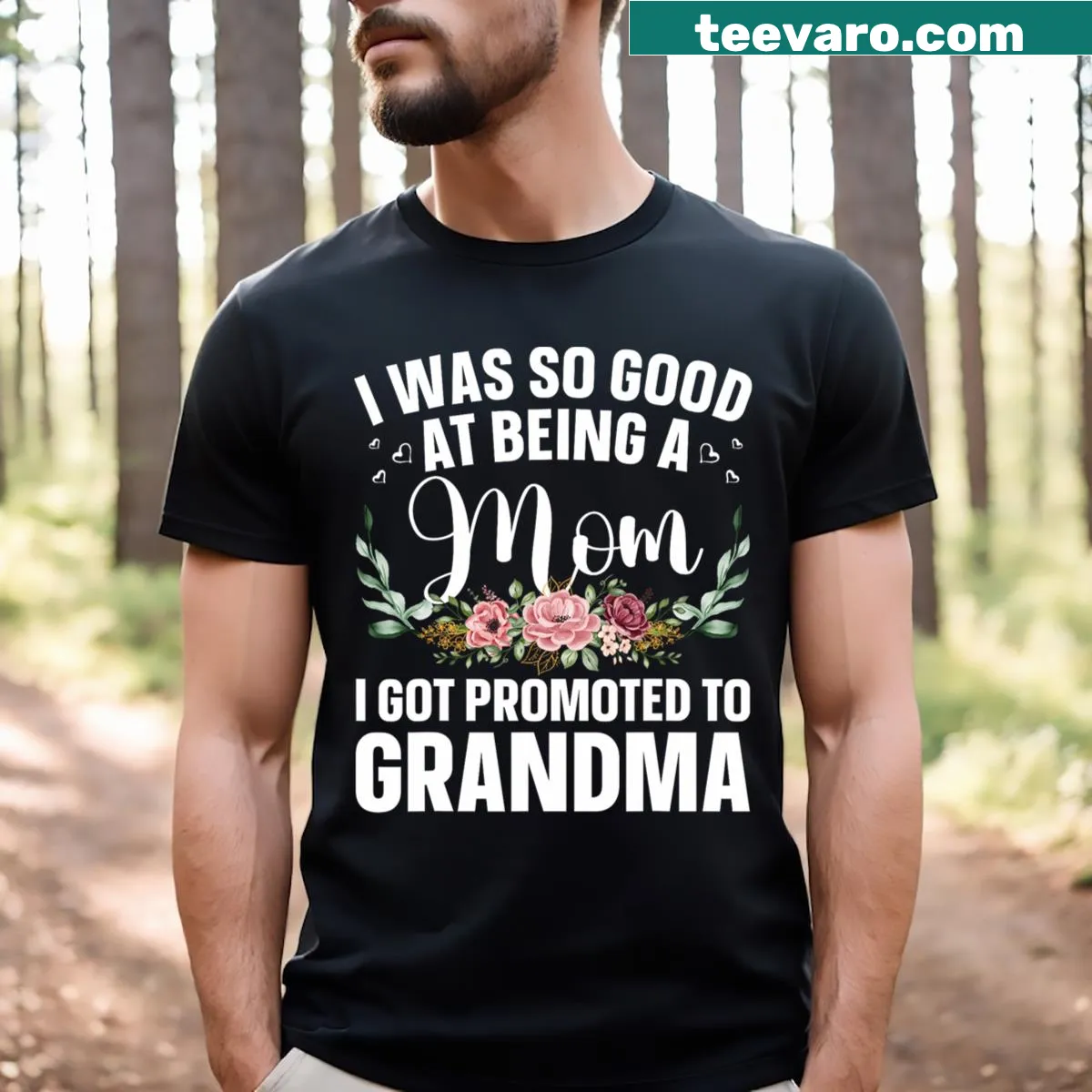Promoted to Grandma T-shirt for new grandmothers — on a men's t-shirt