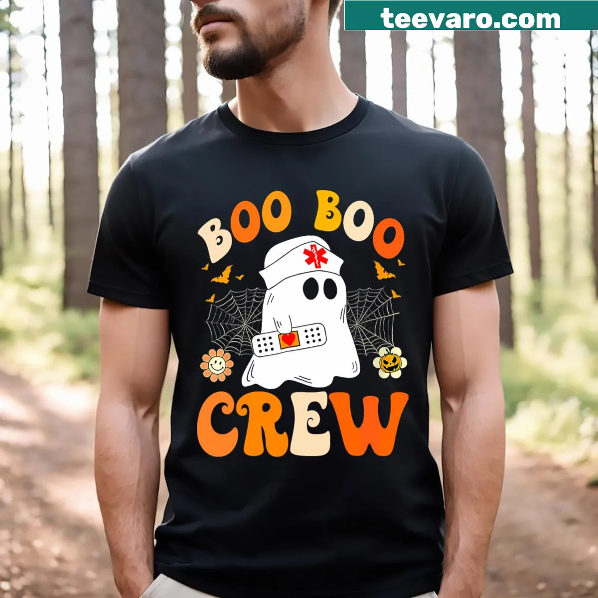 Funny ghost graphic for nurse Halloween t-shirt — on a men's t-shirt