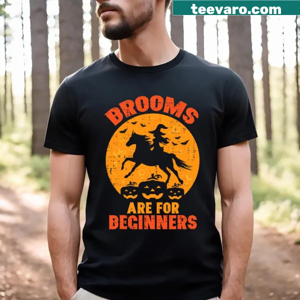 Halloween Witch with Horse and Broom t-shirt illustration