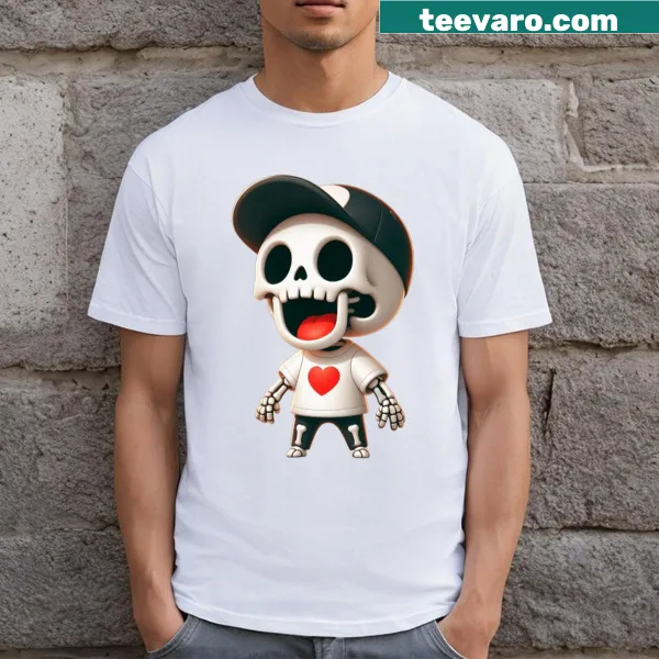 Halloween shirt featuring a roaring skeleton kid with a baseball theme