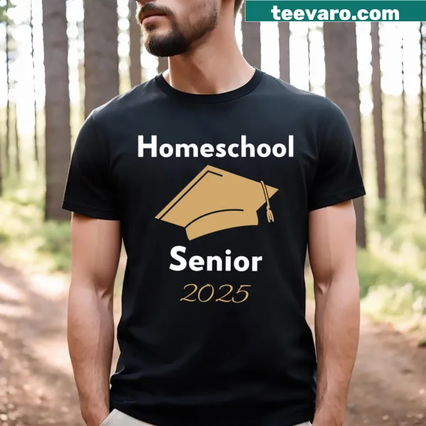 Homeschool Senior T-shirt featuring bold text design