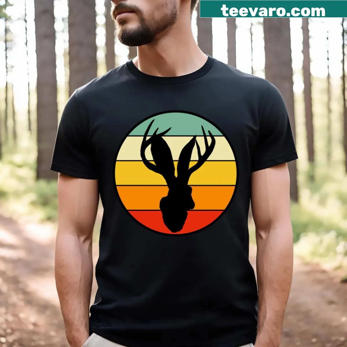 Retro surf design with a Jackalope on a fun t-shirt — on a men's t-shirt
