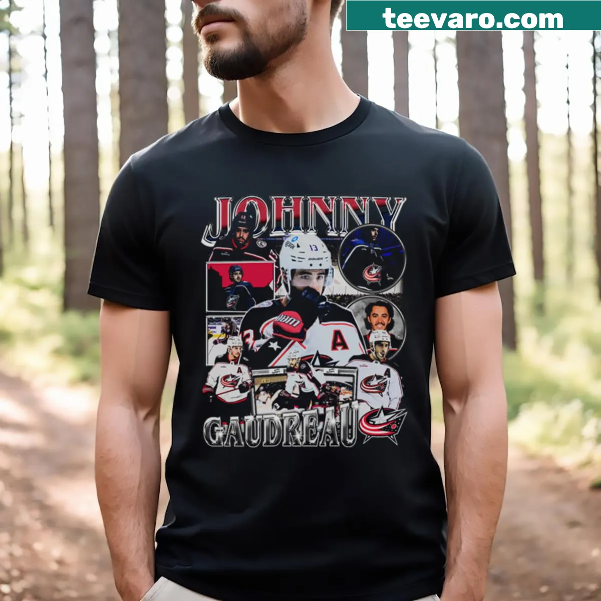 Johnny Gaudreau Vintage Bootleg T-shirt with retro-inspired graphic — on a men's t-shirt